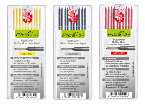 Pica DRY Pencil Refill - Set of 10 Leads (Red) 4031